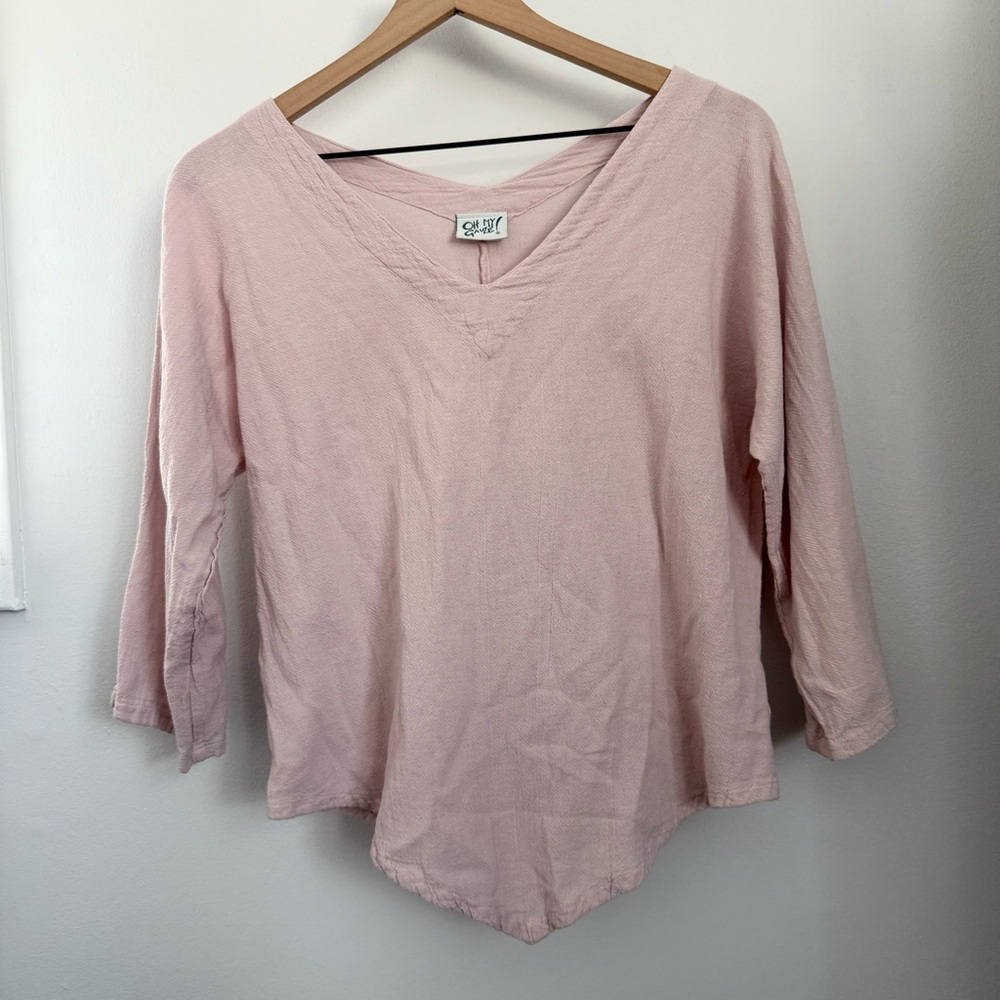 Oh My Gauze 1 US Small Medium Lynn Blouse Soft Pink V Neck Cotton Gauze Lagen